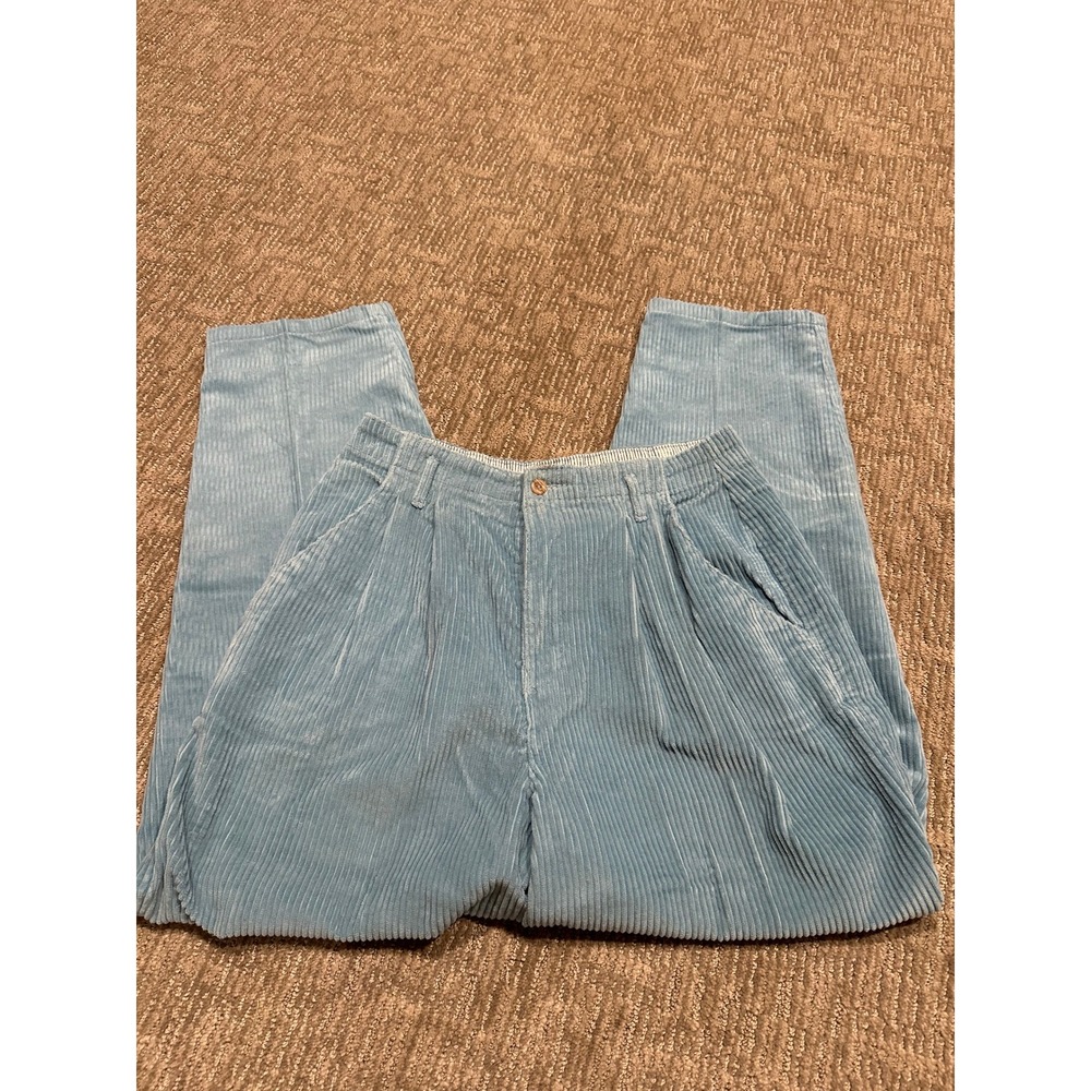 Vintage Dockers Levis Light Blue Corduroy Pleated Tapered Pants Womens Size 12